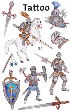 Matrica, tetoválás, 1 ív, 76x120 mm, AVERY ZWECKFORM, "Z-Design No.56739", lovagok